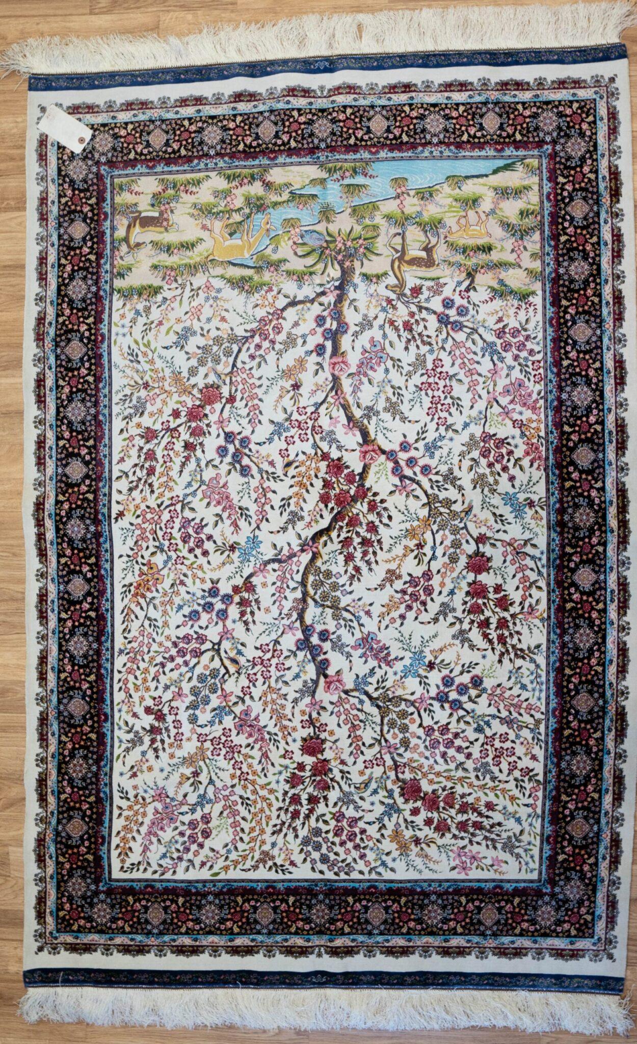Qum Design Silk Rug 4'x6' View 2