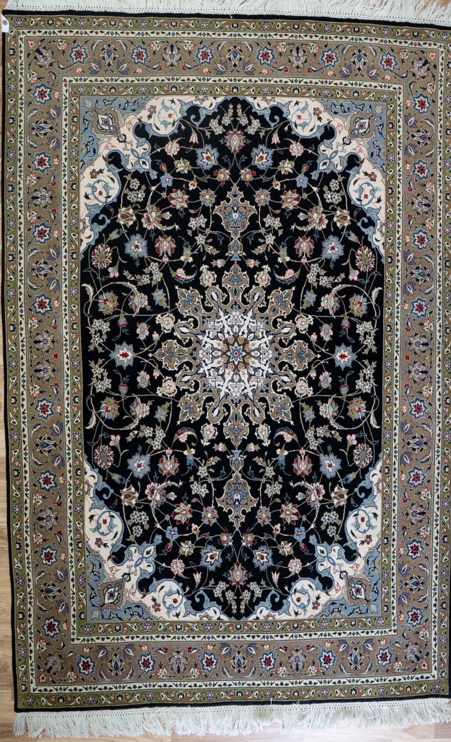 Tabriz Wool Silk Rug 5.6'x7.6' View 1