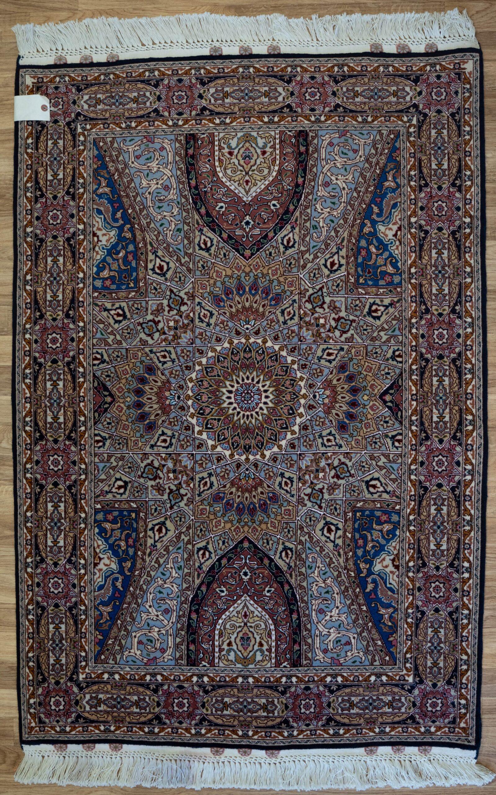 Tabriz Wool Silk Rug 3.4'x5' View 1