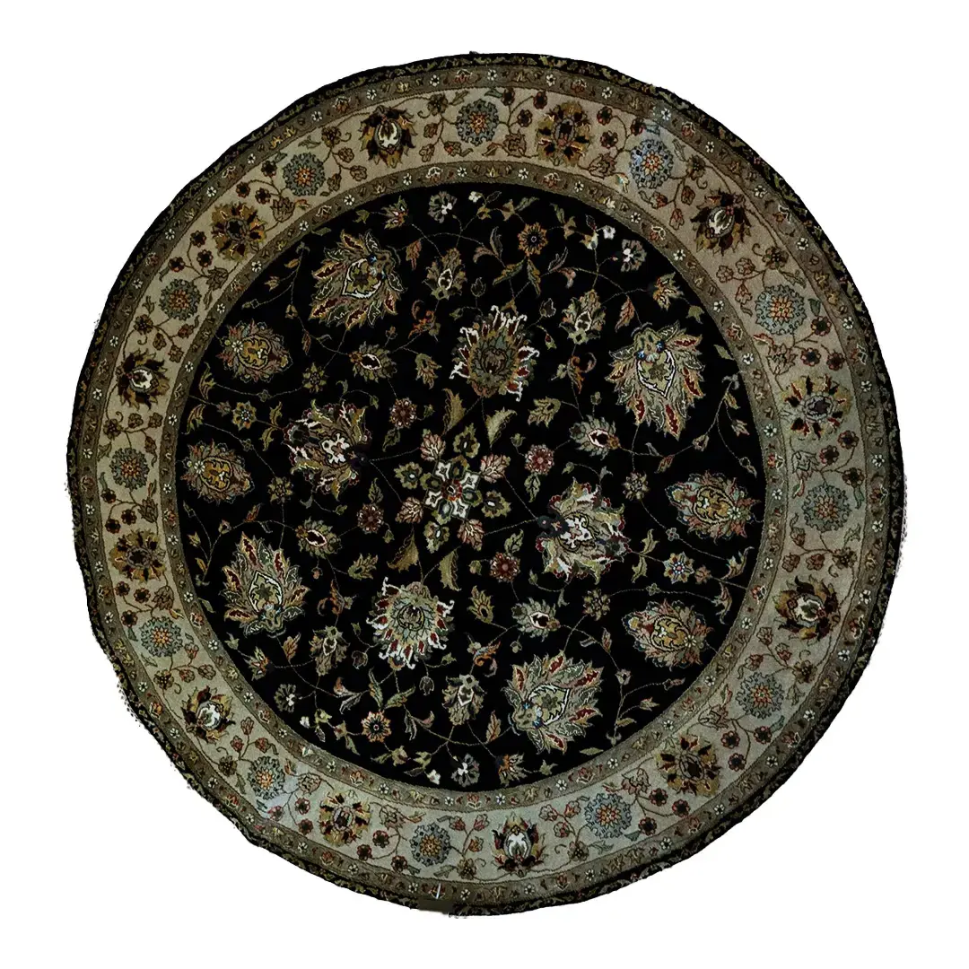 Kashan Wool Silk Rug 5'x5'