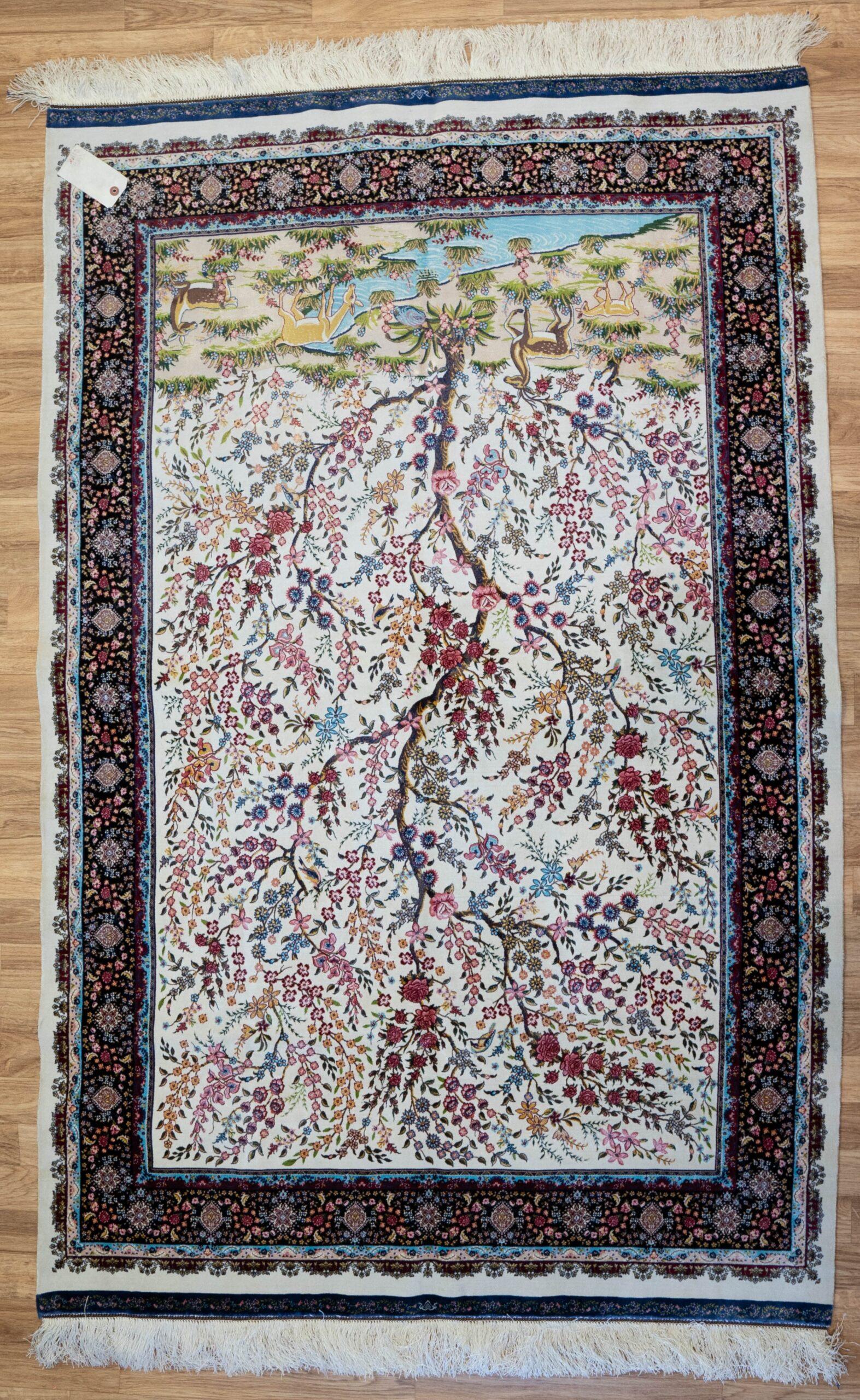 Qum Design Silk Rug 4'x6' View 1